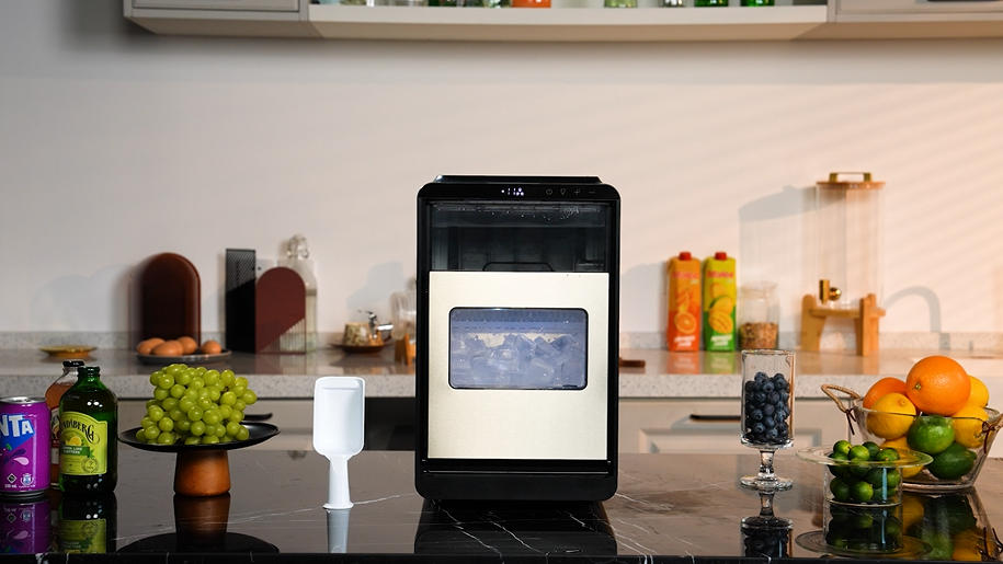 Image of Crescent Ice Maker Countertop, 35Lbs /24H, Clear Ice Maker with Self-Cleaning & Timer, 16 Crystal-Clear Ice in 12 Mins, Countertop Ice Makers for Home, Office or Party