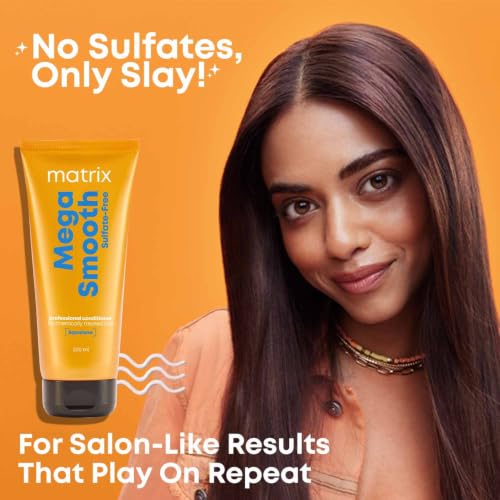 Image of Matrix Mega Smooth Sulfate-free Conditioner with Squalene and Bonding Blend for Gentle Care and Bond Repair | Smoothens Hair | Safe for Chemically Treated Hair | 200ml