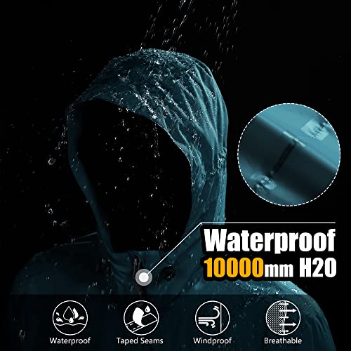 33,000Ft Men's Rain Jacket Waterproof Cycling Running Packable Raincoat With Hood Lightweight Windbreaker With Mesh Lining #TOP1