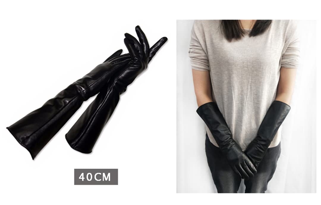 Guanti lunghi da donna moda pelle di pecora vera pelle nera guanti da donna veri guanti da donna sottili foderati stile braccio copre