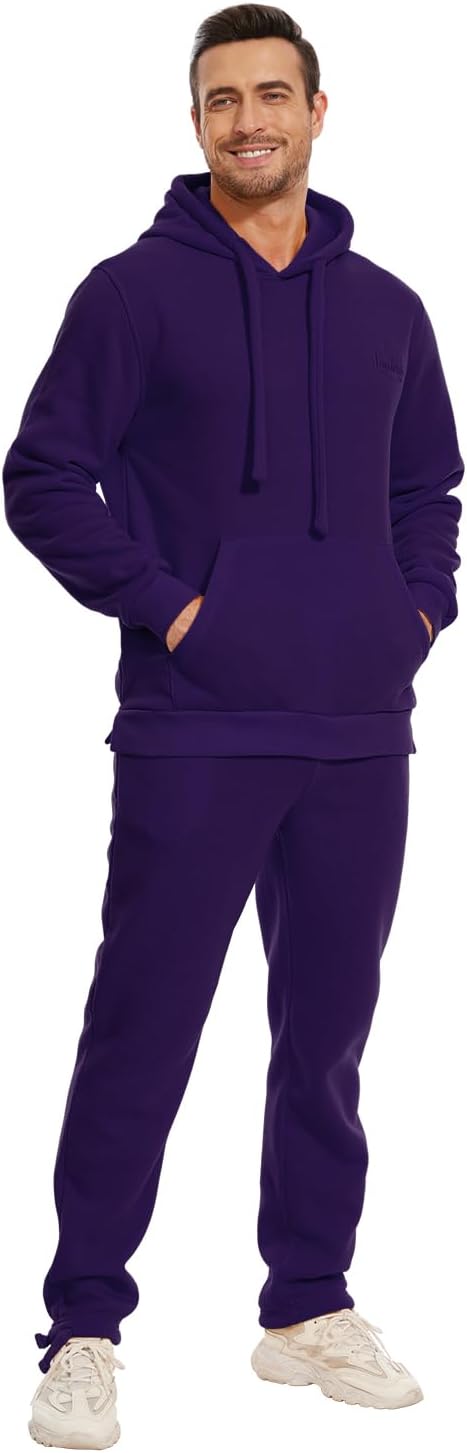 Men Fleece Tracksuit Thick Jogging Sweat Suit 2 Piece Set Sportweat image 3