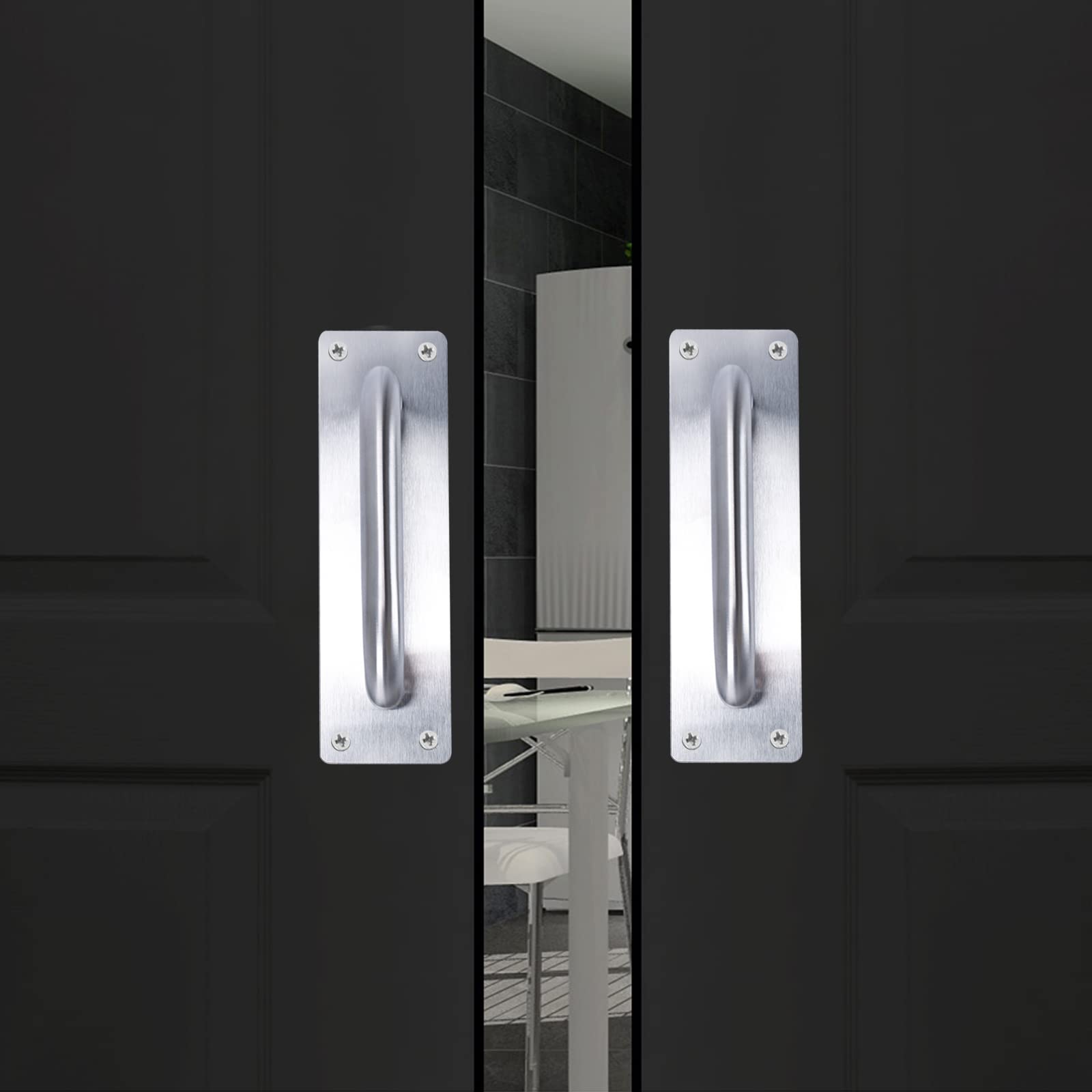 180x40x5.7 Mm Manijas Empotradas Ovaladas Para Puerta Corredera - 2 Unidades Negro Mate Aleación Aluminio 180x40mm Puertas Barniz Modernas