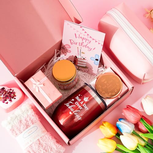 Birthday Gifts Baskets Box Women, Unique Happy Birthday Gifts Basket for Mom Her Best Friend Sister Wife Girlfriend Coworker,Luxury Self Care Ideas Box Relaxing Spa Gifts Set with Tumbler by liquaurum - Used condition - Image 2