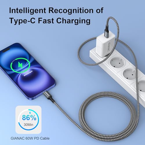 GIANAC USB C Kabel 5M Ladekabel 60W Schnellladekabel USB C auf USB C – Ansicht 2