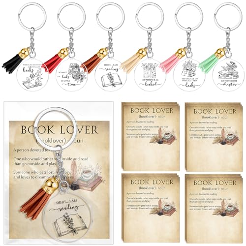 Sureio 12 Sets Book Lovers Gifts Bookish Keychains Bulk Book