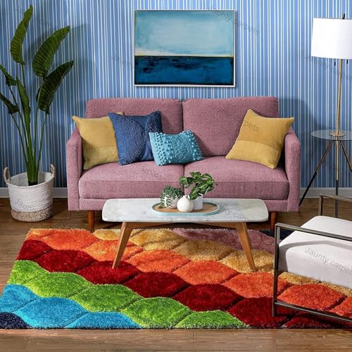 Image of Solid Fluffy Rugs and Carpet for Hall and Drawing Room 5x7 Feet M-6