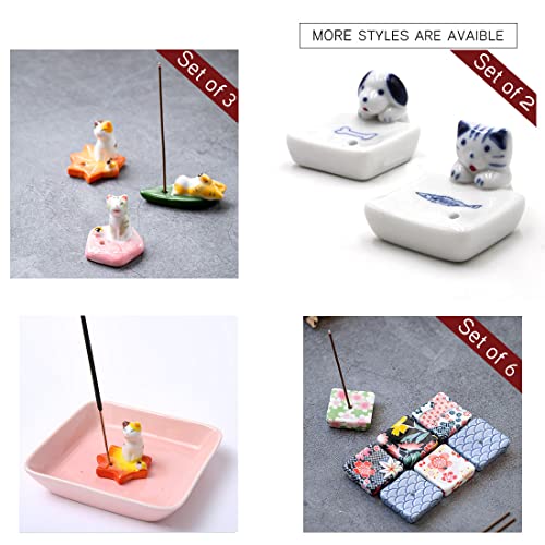 Set Of 6, Small Japanese Ceramic Handmade Cute Cherry Blossom Incense Stick Holder Or Incense Burner Holder, Unique Ash Catcher Inscent Tray And Decorative Gift, Home Decor 1.34 Inch #TOP5