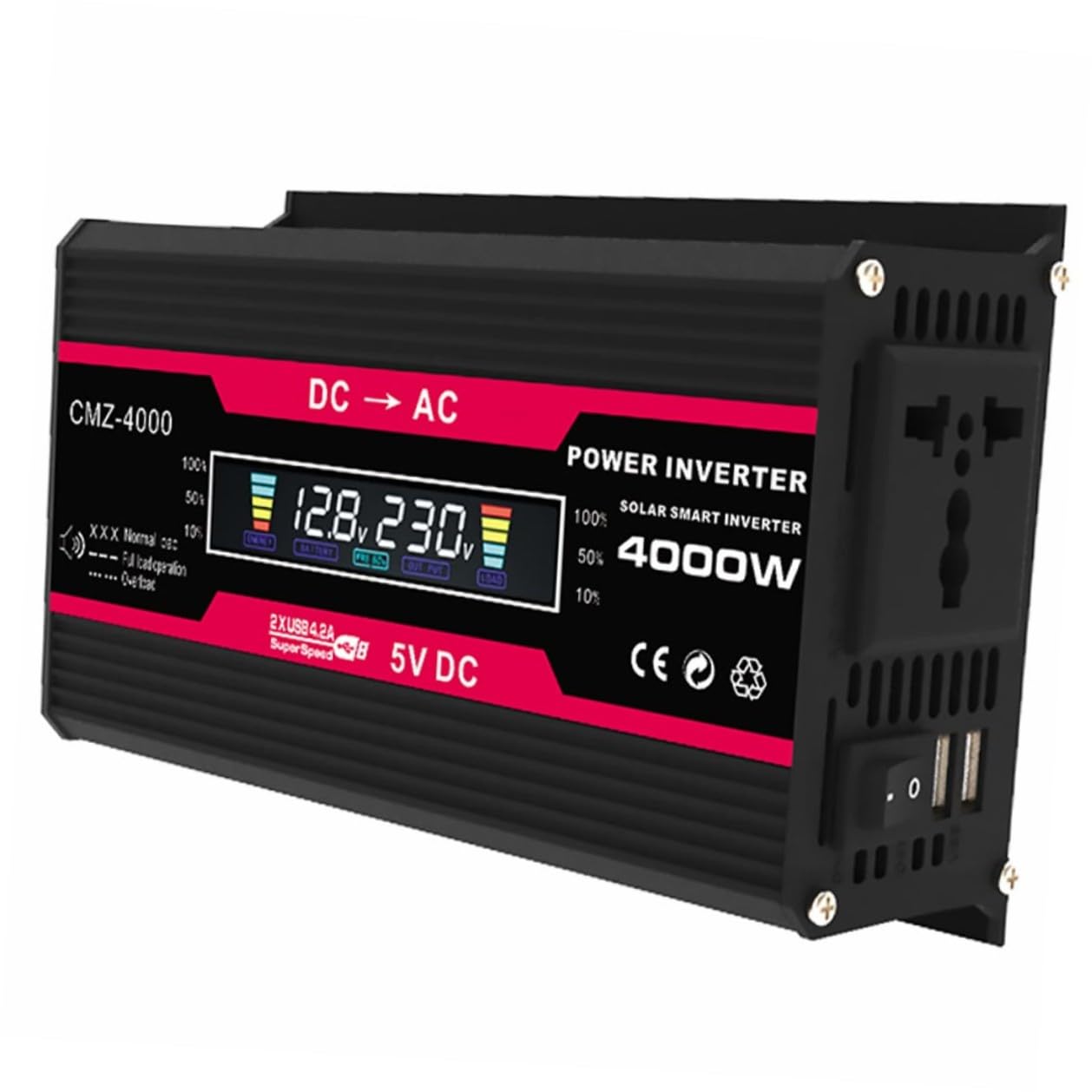 TOYANDONA Convertitore Auto con Display Lcd Digitale Porte USB per Ricarica Rapida Alimentatore per Laptop e Tablet Kit Adattatore per Campeggio e Viaggi