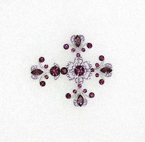 Image of Faship Purple Rhinestone Crystal Cross Crucifix Pin Brooch Pendant Easter Religious Catholic - Purple