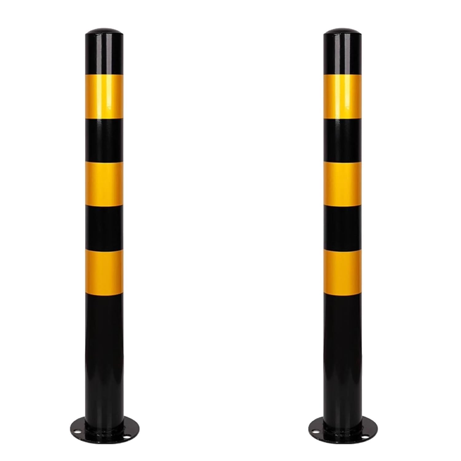 SGKOMN Yellow Metal Safety Bollard Post - Durable Traffic Control Delineator, In-Ground Installation Driveway Barrier & Parking Pole for Enhanced Safety, Yellow-2