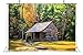 Loccor Fabric 5x3ft Mountain Log Cabin Photography Backdrop Restored Cottage Forest Trees Autumn Mountains National Park Background Adult Children Outdoor Portrait Photo Booth Studio Props