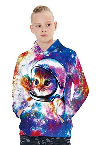 Unicomidea Boys Fashion Hoodies Sweatshirts 3D Galaxy Hoodie Pullover Winter Long Sleeve Pull On Hoody Jumpers Athletic Sportswear For Outdoor Activity 12-14 Years #TOP1