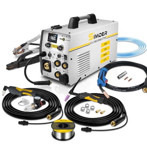SSIMDER MIG Schweißgerät Plasmaschneider Schweißer Combo 240V 160A Gas MIG/Fülldraht Schweißen/Lift WIG/Stick/Plasmaschneiden 6 in 1 Schweißmaschine für Heim DIY & Industrielle Verwendung