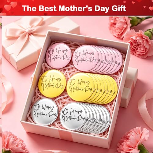 30pcs Happy Mother's Day Acrylic Cake Toppers - Mirror Finish Round Engraved Tulip Toppers in Rose Gold/Silver - Premium Cupcake Decorations for Mothers Day, Birthday Parties & Floral Bouquets by JHYlilia - Image 7