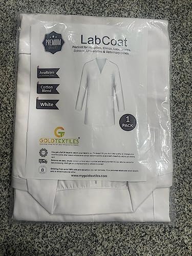 GOLD TEXTILES Professional Lab Coat for Women & Men, White Unisex Labcoat, Cotton Blend Medical Doctor Nurse Laboratory Coat (White - 1 Pack - Male, Medium) - Thumbnail 7