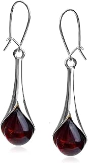Cherry Amber Sterling Silver Teardrop Earrings