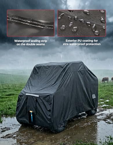 Image of KEMIMOTO Heavy-Duty UTV Cover 4 Seater 600D Waterproof, 148 inch x 69 inch x 71 inch