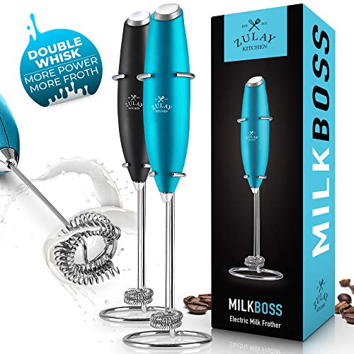 Zulay New Double Whisk - Improved Motor Milk Boss Milk Frother - Handheld
