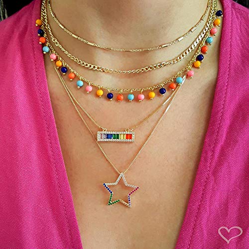 Choker Piuka Nina Pedras Naturais Coloridas Folheado A Ouro 18k