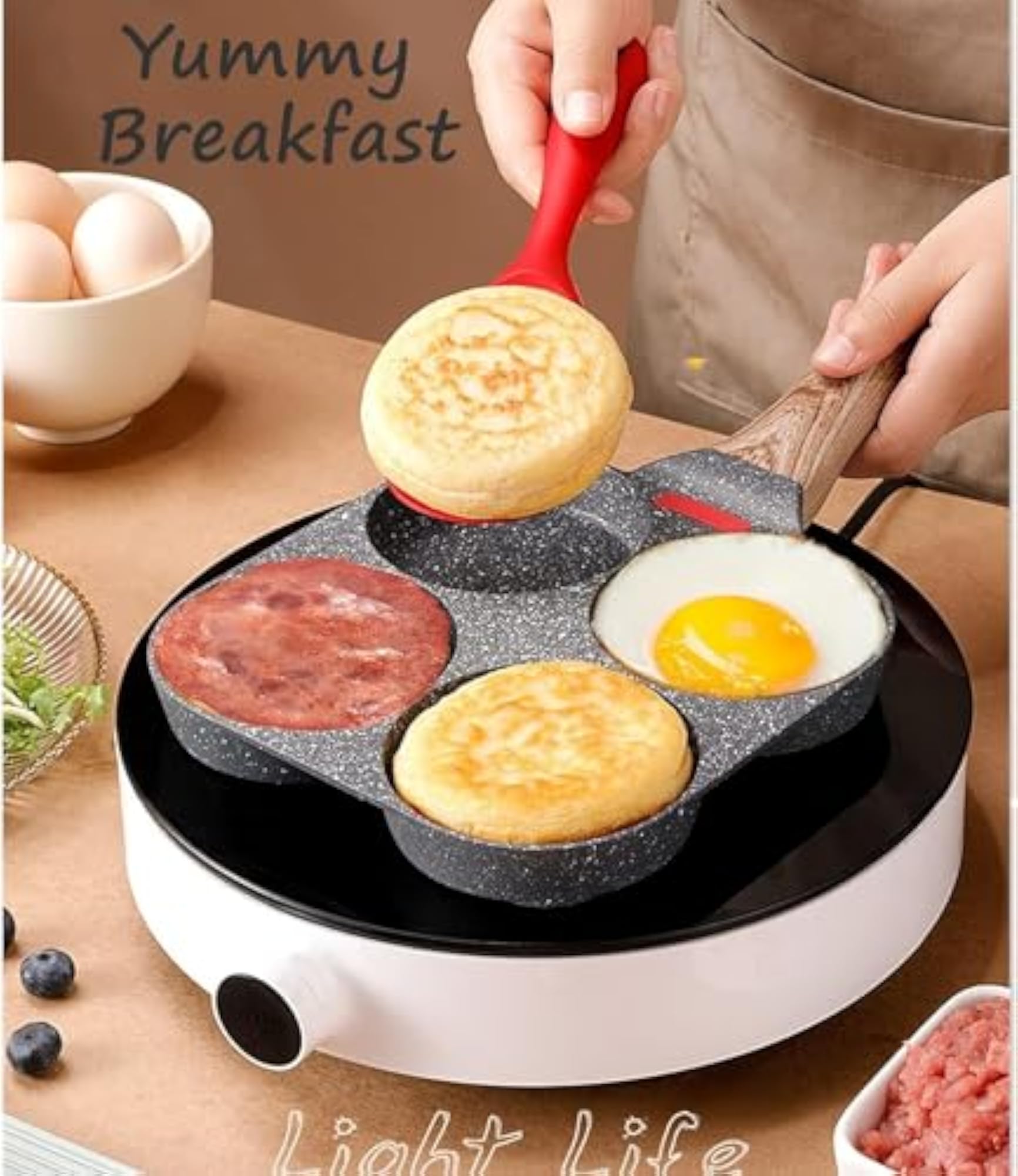 Granite Nonstick 4-Cup Egg Frying Pan, Versatile Breakfast Skillet