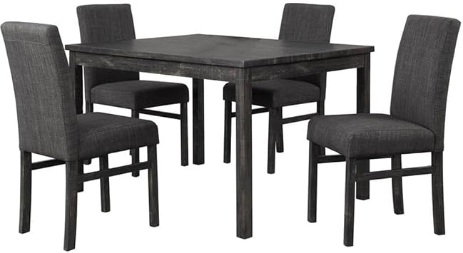 Best Master Furniture Vitalita 5 Piece Rectangular Wood Dinette Set in Charcoal