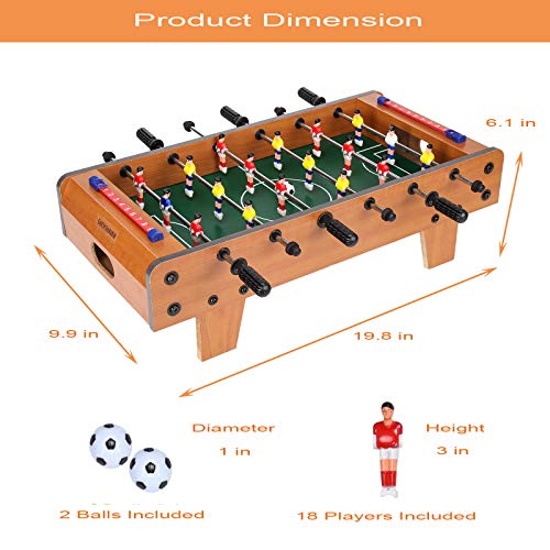 Shevshavan 20" Mini Foosball Table Table Top Wooden Hockey Game Tabletop Soccer/Foosball Game Small Foosball Table Football Table For Family Night,Travel,Party Game,Birthday Gift #TOP5