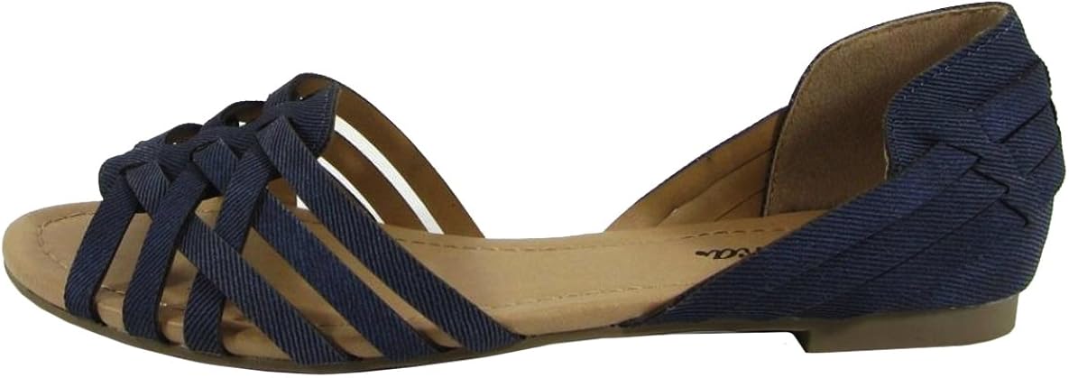 PAPRIKA Womens Scoria Woven Pattern Leather Synthetic Sole D'Orsay Flat Sandals