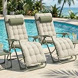 CASABEL Chaise Pliante Zéro Gravité, Fauteuil extérieur inclinable, Acier Anti‑Rouille et Toile Textilene résistante, idéal Bain de Soleil, terrasse Camping, Lot de 2, Vert Sauge Coussin