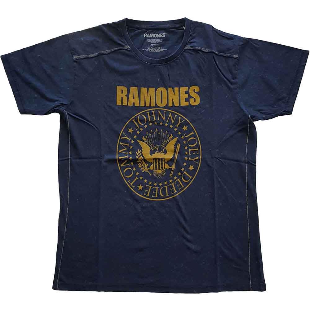 Ramones T Shirt Presidential Seal Band Logo Official Unisex Dye Wash Navy Blue S