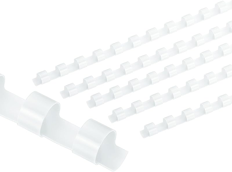 PATIKIL 8mm (5/16") Plastic Binding Combs, 50 Pcs 21 Rings Comb Binding Spines 40 Sheet Capacity Letter Size for Binding Paper Sheets, White