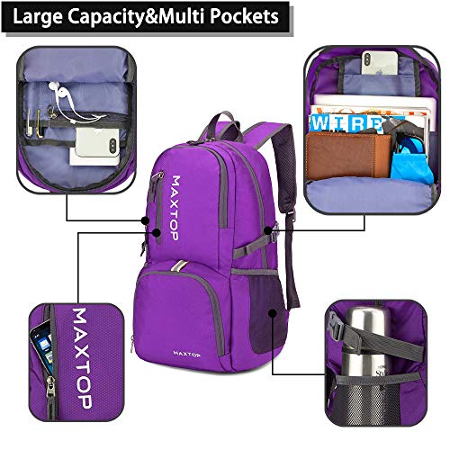 MAXTOP 30L Backpack Ultra Lightweight Packable Foldable Rucksack Water Resistent For Men Women Outdoor Camping Hiking Travel Daypack Handy Durable Gifts For Men Women - Image 4