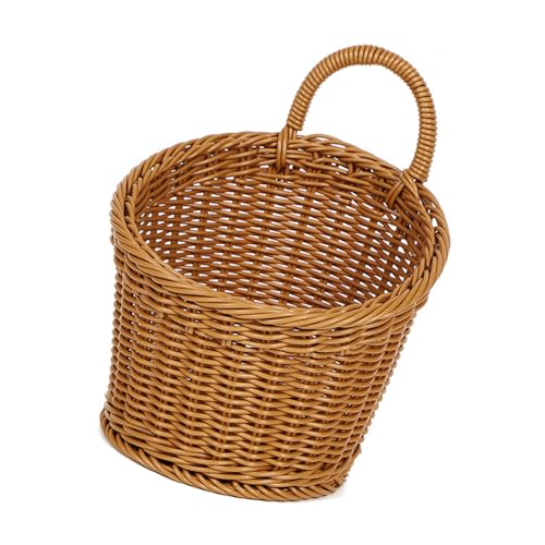 Cesta organizadora multifuncional de pared con diseño tejido clásico, fácil de usar, fácil de instalar, cesta de flores montada en la pared