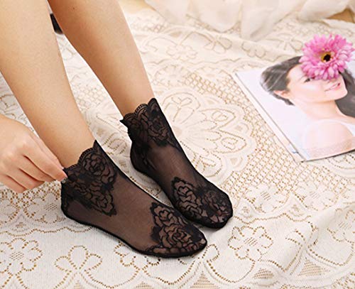 Long-Perfect Ultrathin Lace Socks Cotton Bottom Transparent Elastic Short Socks,Mesh Ankle Socks2