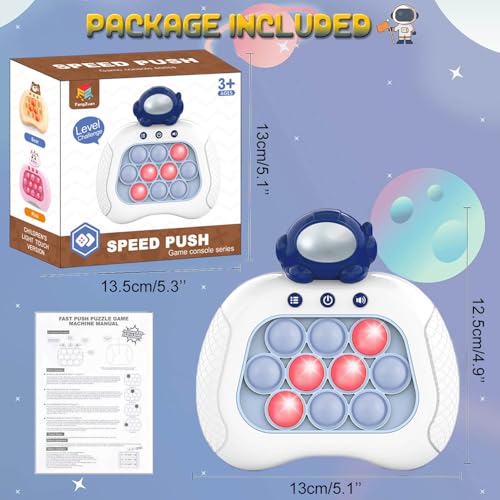 Image of Fast Push Game, Handheld Game Console Fidget Toys Bubble Kids Game, Light up Push Game Kids Toys for Ages 3-12, Handheld Puzzle Game for Kids for Boys Girls (Blue Astronaut)