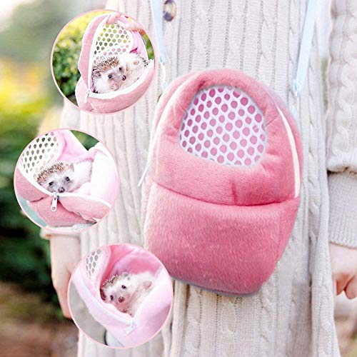 Hypeety Pet Carrier Bag Pet Sling Carrier Backpack Portable Travel Backpack Breathable Outgoing Bag bonding Pouch for Small Pets Hedgehog Hamsters Sugar Glider Chinchilla Guinea Pig (Pink)