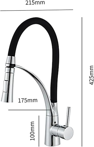 Miniatura 6 de Grifo de cocina de una sola manija de arco alto grifo de fregadero de cocina montado en cubierta agua caliente y fría 2 funciones, grifos de cocina