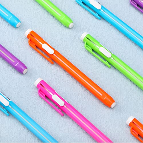Pencil Eraser Retractable Mechanical Pen Eraser Green Blue Orange Purple Pink Color Plastic Rubber Aesthetic Erasers For School Office Painting Writing Drawing Drafting 5.31 X 0.39 Inch (30 Pcs) #TOP5