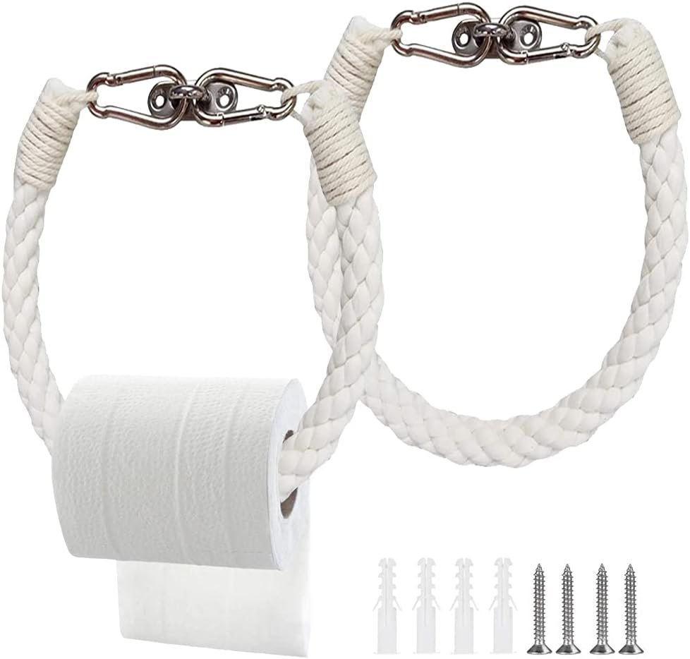 Uiopa Toilet Paper Holder 2pcs Cotton Rope Toilet Roll Holder Wall Mounted