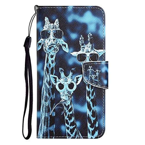 MUTOUREN Funda para teléfono móvil compatible con Samsung Galaxy A53 5G, funda de piel sintética con tapa y 1 protector de pantalla, jirafa Cover