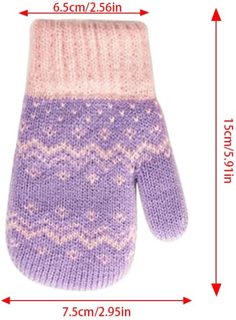 Clobeau Toddler Magic Winter Full Finger Knit Gloves Stretch Baby Boy Girl Mittens Ski Snow Mittens Mitts 3-5 Years
