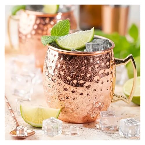 500ml Cocktail Wine Cup Moscow Mule Mug Stainless Steel Hammered Copper Plated Beer Cup Coffee Bar Tools(Golden) by Generic - Used condition - Image 5