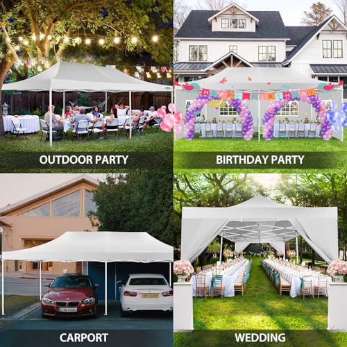 Image of COBIZI 13x26 Pop Up Canopy Tent,Heavy Duty Canopy(White with 6 Sidewalls)