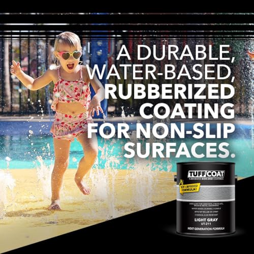 Image of Tuff Coat Medium Texture Rubberized Non-Skid Deck Coating - Textured Non-Slip Safety Surface for Pool Decks, Docks, Boat Ramps, Patios, Walkways & High-Traffic Areas (UT-211 Light Gray 1-gallon)
