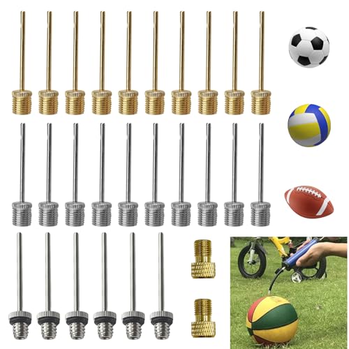 28 Piezas Aguja De Bomba De Bola, Aguja De Inflado De Bomba De Bola, Aguja De Bomba De Bola para Inflatrar Fútbol, ​​Baloncesto, Rugby，Juego De Adaptadores para Válvula De Bicicleta
