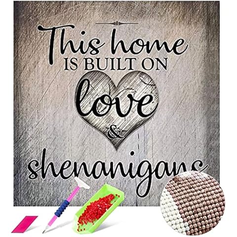 TAHEAT 5D Diamond Painting Kits for Adults,This Home is Built On Love Shenanigans Diamond Painting,Mosaic by Number Kits,Crystal Rhinestone Diamond Embroidery Paintings Arts Craft (12x12 Inch) Cover