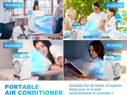 Portable Air Conditioners, Mini Air Conditioner Personal Evaporative Air Cooler with 4 Speeds 7 Colors, 600ML Portable Ac Unit Fan 2 Cool Mist Cooling Fan for Room Office Car by Hyanexvexal - Used condition - Image 5