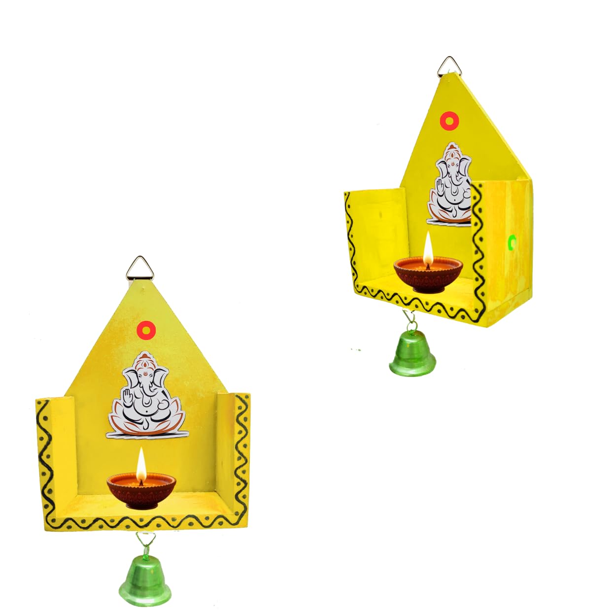 Wood Handmade vinayagar Mada Vilakku| Diya Wall Mounted Stand | Wall Mount Stand| Traditional Wall Hanging Stand, Pooja Decoration | (1, Yellow)-image-42