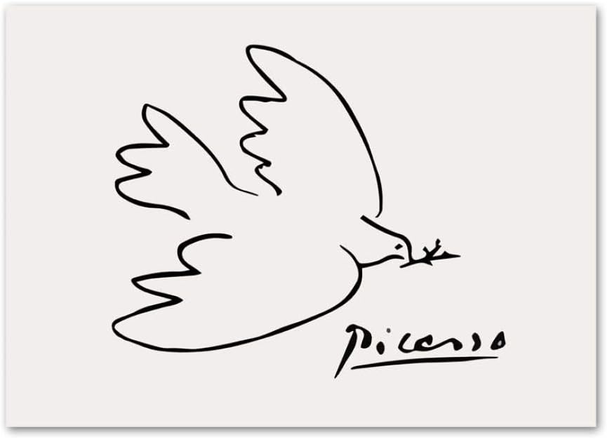 Amazon 抽象 壁 アートパネル ピカソ 鳥 線 描画 キャンバス 絵画インテリア ミニマリスト ポスター そして 版画 壁 写真 のために リビング 部屋の寝室 装飾 40x60cm いいえ 額入り ウォールステッカー オンライン通販