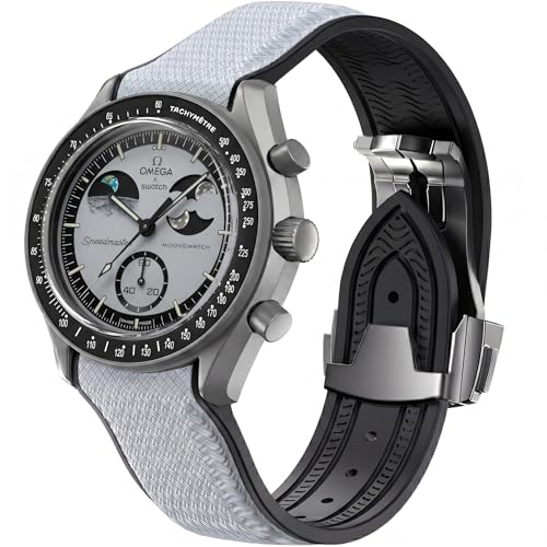 Image of Strap for Omega x Swatch MoonSwatch Watch 20mm,Folding Buckle Band Compatible Omega X Swatch Moonswatch Speedmaster,Curved No Gap Replacement Strap for Men Women