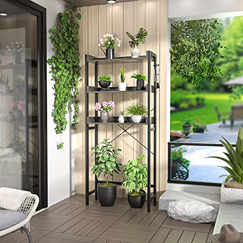 Ecoprsio Over-The-Toilet Storage Rack, 3-Tier Bathroom Organizer Shelf Over Toilet, Freestanding Space Saver Toilet Stands With 4 Hooks, Grey #TOP6